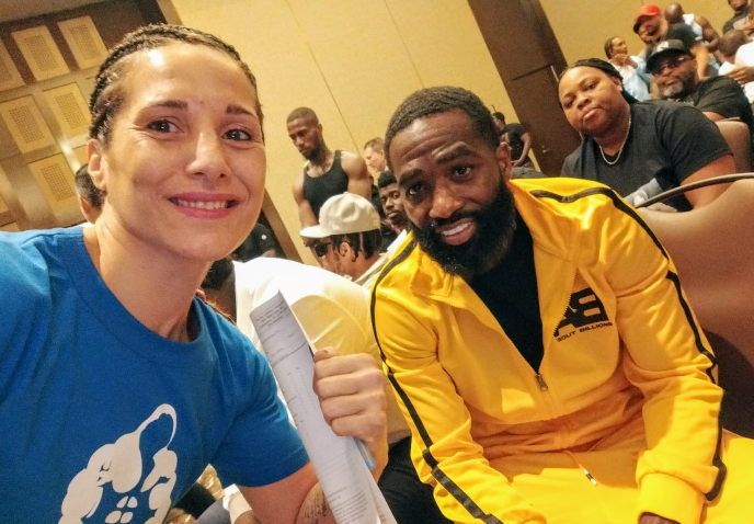 Soledad junto a Adrien Broner, en la previa del festival en Hollywood.